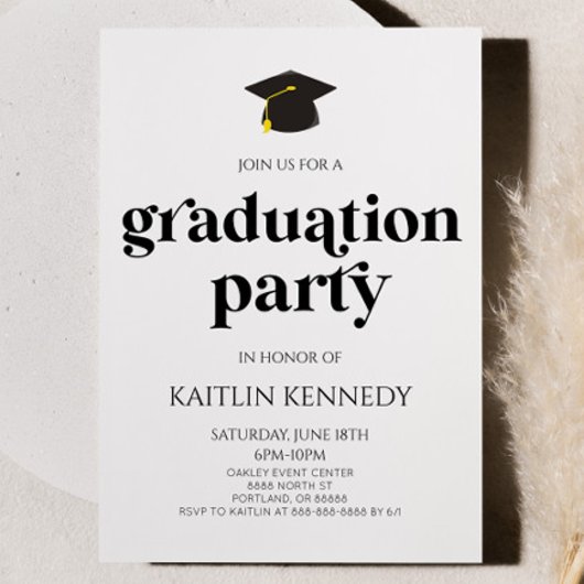 Invitation Parti minimaliste Moderne Rétro Graduation