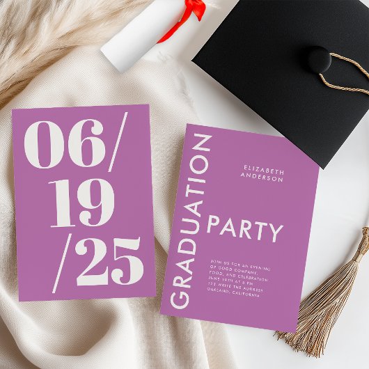 Invitation Parti moderne Bold Purple Graduation