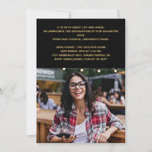 Invitation Parti Moderne De Graduation 3 Photo Noir Et Or (Dos)