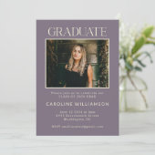 Invitation Parti moderne Dusty Purple Deux Photo Graduation (Debout devant)