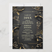 Invitation Parti moderne Golden Black Graduation (Devant)