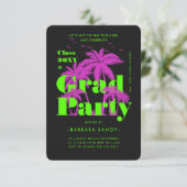 Invitation Parti moderne Neon Green Grad Party (Debout devant)