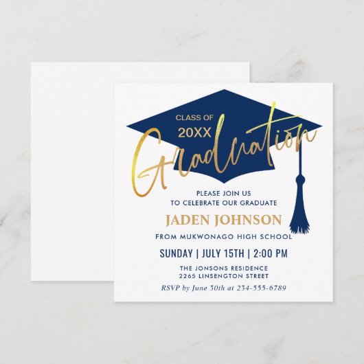 Invitation Parti Moderne Simple Grad Grad Graduation (Devant / Derrière)