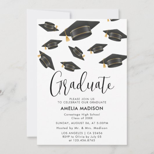 Invitation Parti Moderne Simple Graduation (Devant)