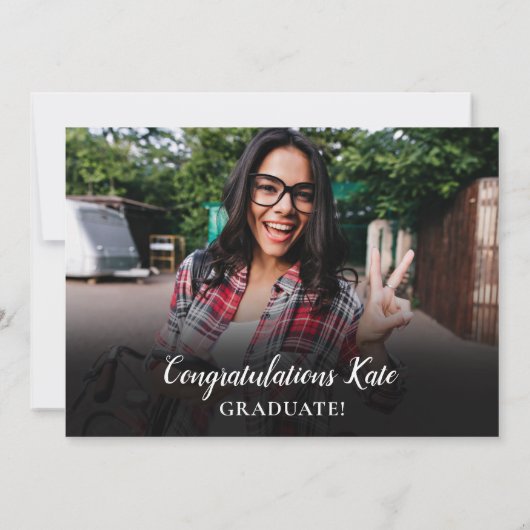 Invitation Parti Moderne Simple Photo Graduation (Dos)