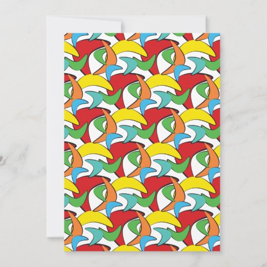 Invitation Parti Motif rétro-rétro multicolore Boomerang (Dos)