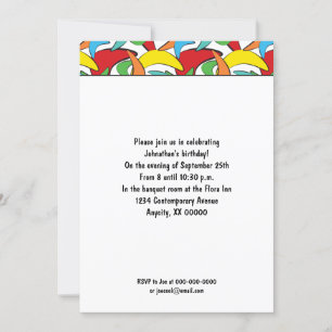 Invitation Parti Motif rétro-rétro multicolore Boomerang