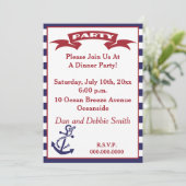 Invitation Parti nautique - Rouge, Blanc et Bleu (Debout devant)