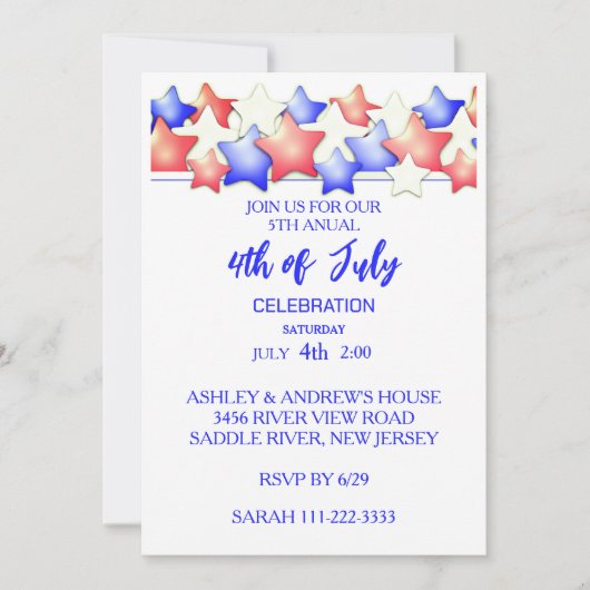 Invitation Parti Patriot 4 juillet (Devant)
