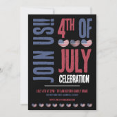Invitation Parti patriotique 4 juillet moderne (Devant)