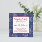 Invitation Parti patriotique moderne 4 juillet feux d'artific (Debout devant)