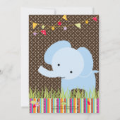 Invitation Parti personnalisé Blue Baby Elephant (Dos)