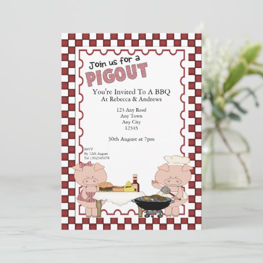 Invitation Parti Piggy BBQ (Debout devant)
