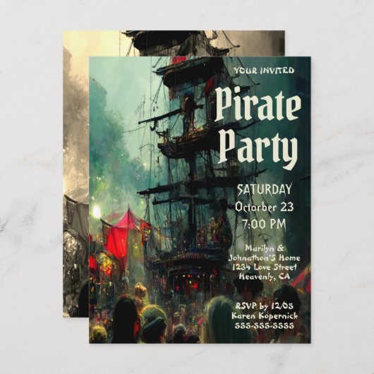 Invitation Parti pirate (Devant / Derrière)