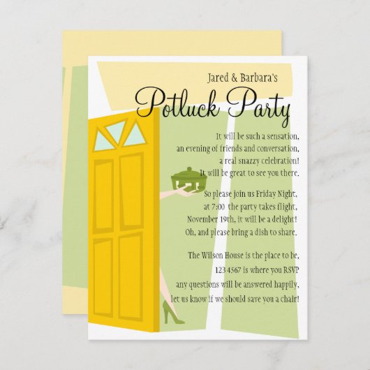 Invitation Parti Potluck (Devant / Derrière)