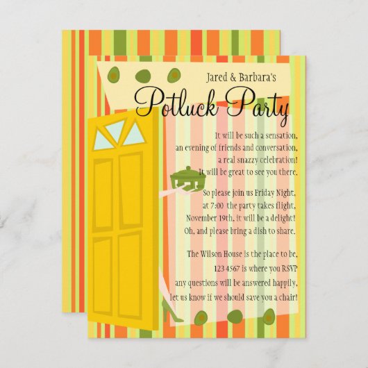 Invitation Parti Potluck (Devant / Derrière)
