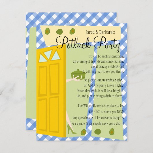 Invitation Parti Potluck (Devant / Derrière)