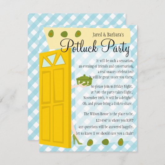 Invitation Parti Potluck (Devant / Derrière)