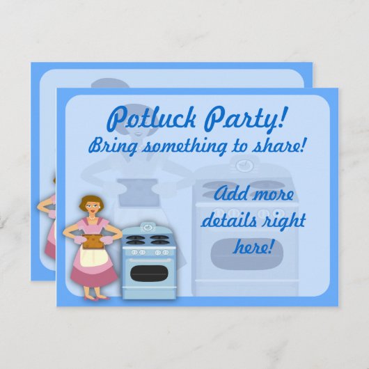Invitation Parti Potluck (Devant / Derrière)