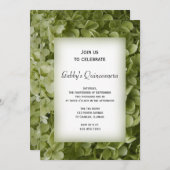 Invitation Parti Quinceanera de fleurs d'Hydrangée verte (Devant / Derrière)