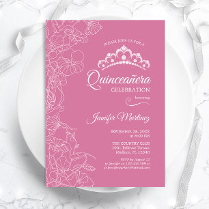 Invitation Parti Quinceanera Floral Rose
