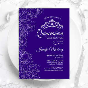 Invitation Parti Quinceanera Floral Violet
