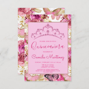Invitation Parti Quinceanera, Motif  des papillons floraux