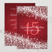 Invitation Parti Quinceañera : Rouge à vagues (Devant / Derrière)