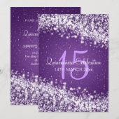 Invitation Parti Quinceañera : Vague pourpre (Devant / Derrière)