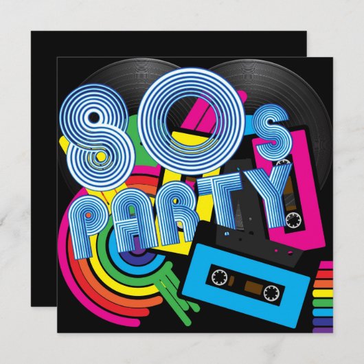 Invitation Parti rétro 80 (Devant / Derrière)