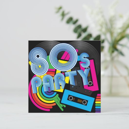Invitation Parti rétro 80 (Debout devant)