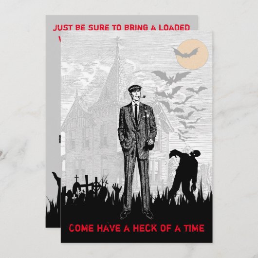 Invitation Parti rétro Halloween Zombie Apocalypse (Devant / Derrière)