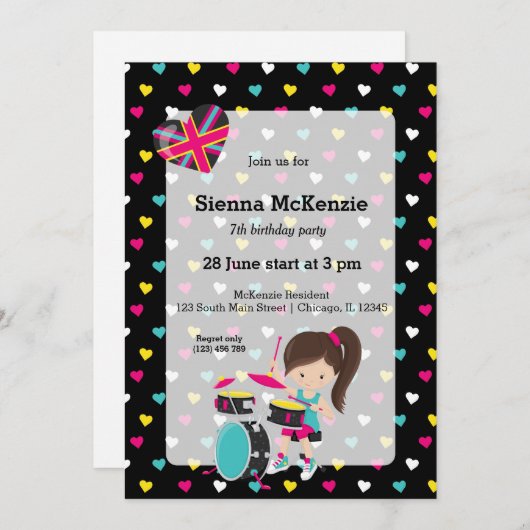 Invitation Parti Rockstar (Devant / Derrière)