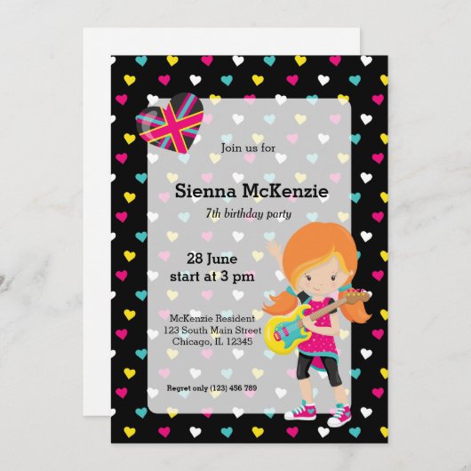 Invitation Parti Rockstar (Devant / Derrière)