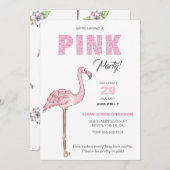 Invitation Parti rose Flamant rose (Devant / Derrière)