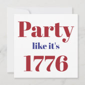 Invitation Parti rouge moderne comme en 1776 4 juillet (Dos)