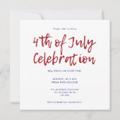 Invitation Parti rouge moderne comme en 1776 4 juillet (Devant)