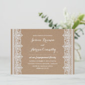 Invitation Parti Russe Brown Kraft Paper Lace Engagement (Debout devant)