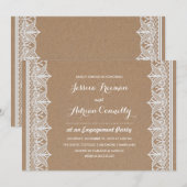 Invitation Parti Russe Brown Kraft Paper Lace Engagement (Devant / Derrière)