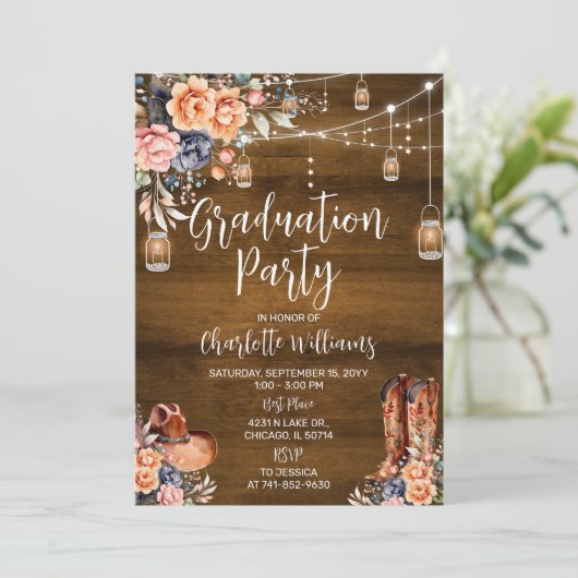 Invitation Parti Rustique Western Graduation (Debout devant)