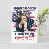 Invitation Parti Sam 4 juillet de l'oncle rouge, blanc et ble (Debout devant)