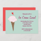 Invitation Parti social de la crème glacée (Devant / Derrière)