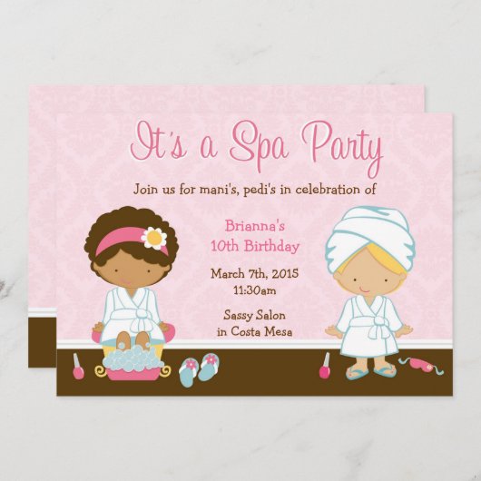 Invitation Parti Spa pour enfants (Devant / Derrière)