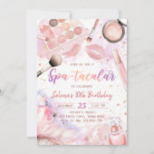 Invitation Parti Spa rose Glam Girl Maquillage fête d'anniver (Devant)