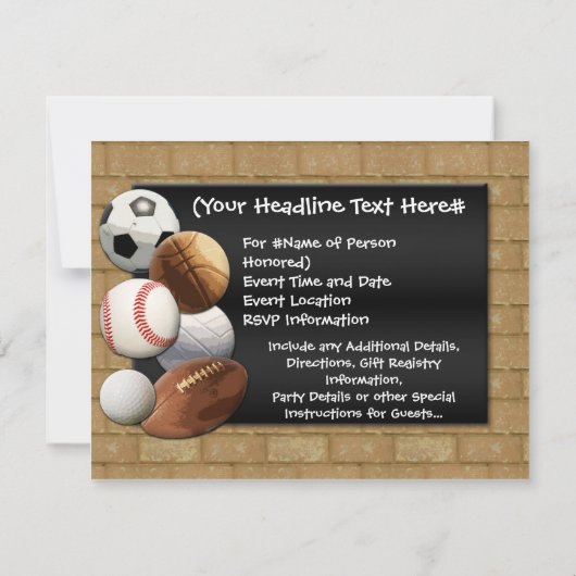 Invitation Parti sportif (Dos)