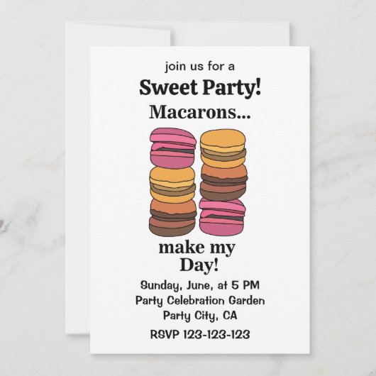 Invitation Parti sucré couleur Macaron (Devant)