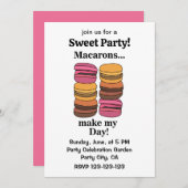 Invitation Parti sucré couleur Macaron (Devant / Derrière)
