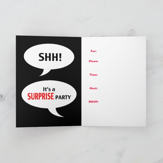 Invitation Parti surprise (Intérieur)