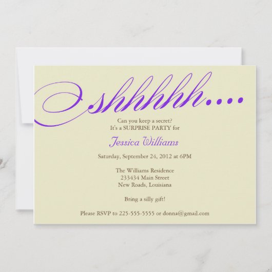 Invitation Parti surprise (Devant)