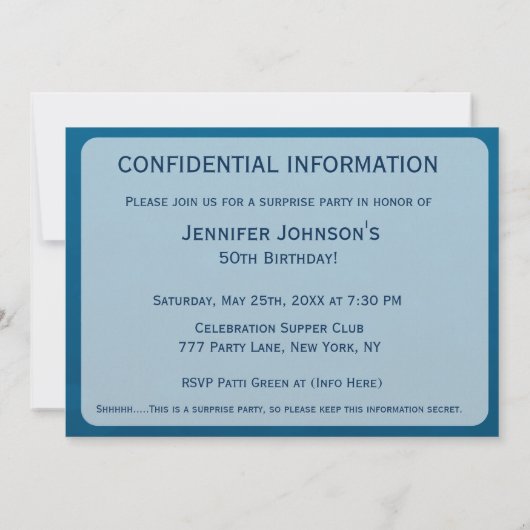 Invitation Parti surprise (Dos)